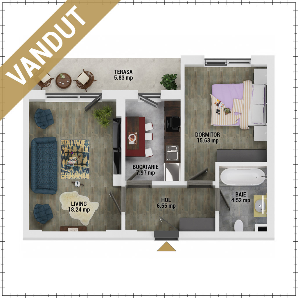 Apartament 2 camere de vanzare Bucuresti - Uverturii Residence - Militari - Lujerului - Gorjului - Tip 7 - T1 - V