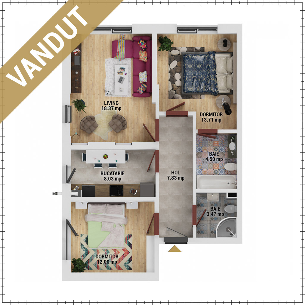 Apartamente 3 camere de vanzare Bucuresti - Uverturii Residence - Militari - Lujerului - Gorjului - Tip 1D - T1 - V
