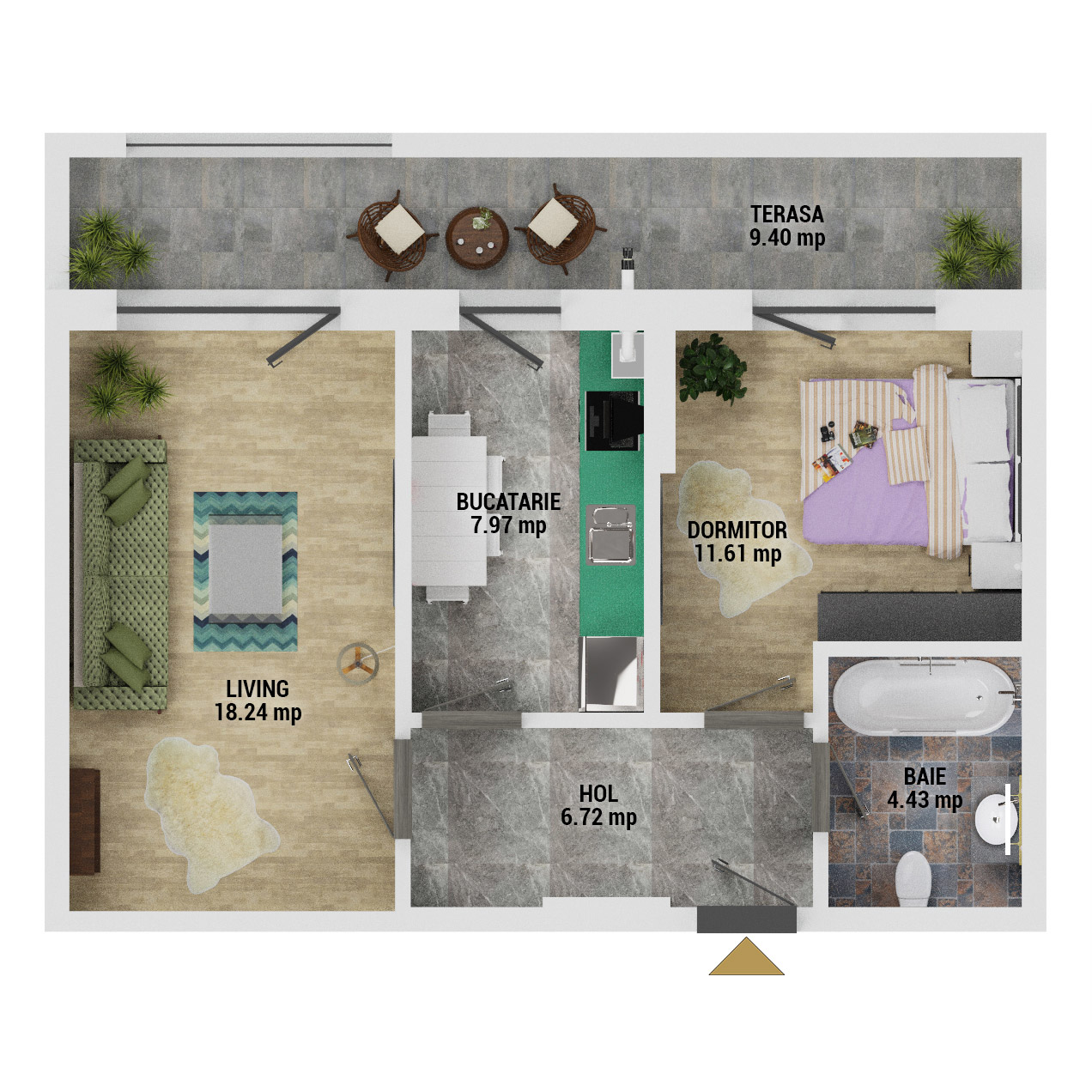 Apartament 2 camere de vanzare Bucuresti - Uverturii Residence - Militari - Lujerului - Gorjului - Tip 6 - T2 - D